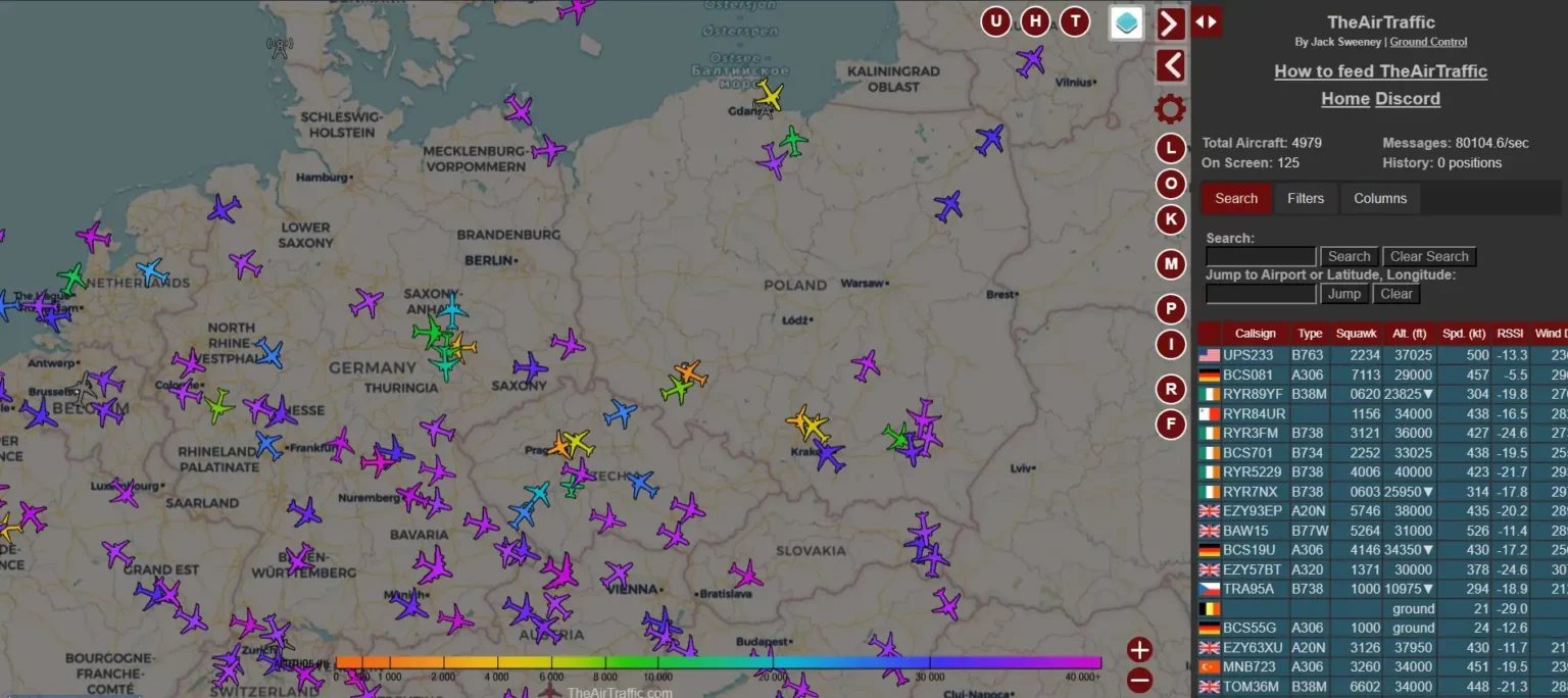 Śledzenie celebrytów na mapie lotów online TheAirTraffic